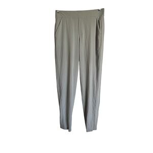 Athleta Sz 8 Green Striped Pull‎ On Pants Pockets Comfort Lightweight Athleisure